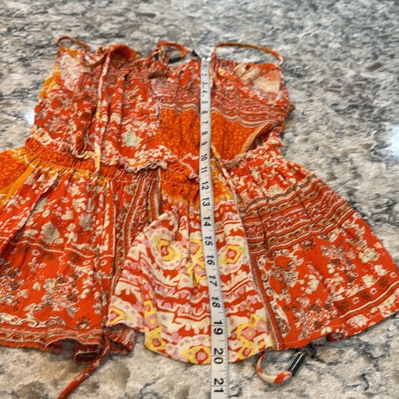 Rachel Zoe/Boho Keyhole Rayon Blouse Top Orange Yellow Sz Small - Picture 7 of 14